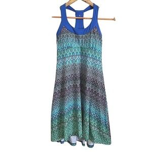 Prana Dress XS‎ Racerback Athletic Blue Green Geometric Recycled Blend